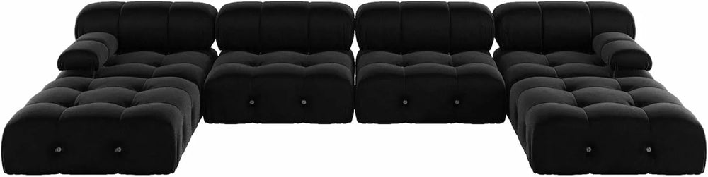 Matrix Minimalist Modular Sofas | Black Velvet Couch Sectionals 4-seaters With Ottoman