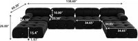 Matrix Minimalist Modular Sofas | Black Velvet Couch Sectionals 4-seaters With Ottoman