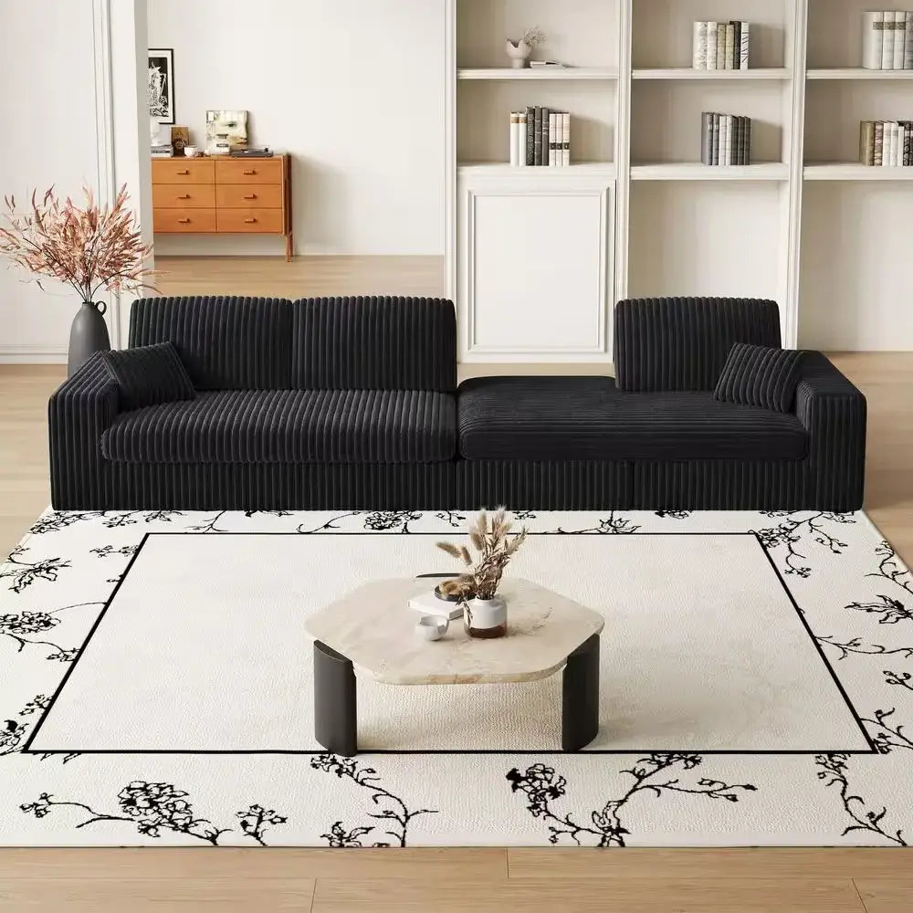 Black Corduroy Sectional Sofa Under 800