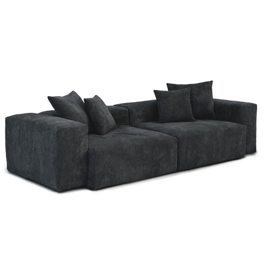 Matrix Modern Modular Sofas Covers | Black Corduroy Sofa Covers for 2-Seater