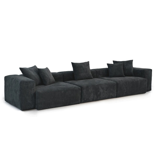 Matrix Modern Modular Sofas Covers | Black Corduroy Sofa Covers for 3-Seater