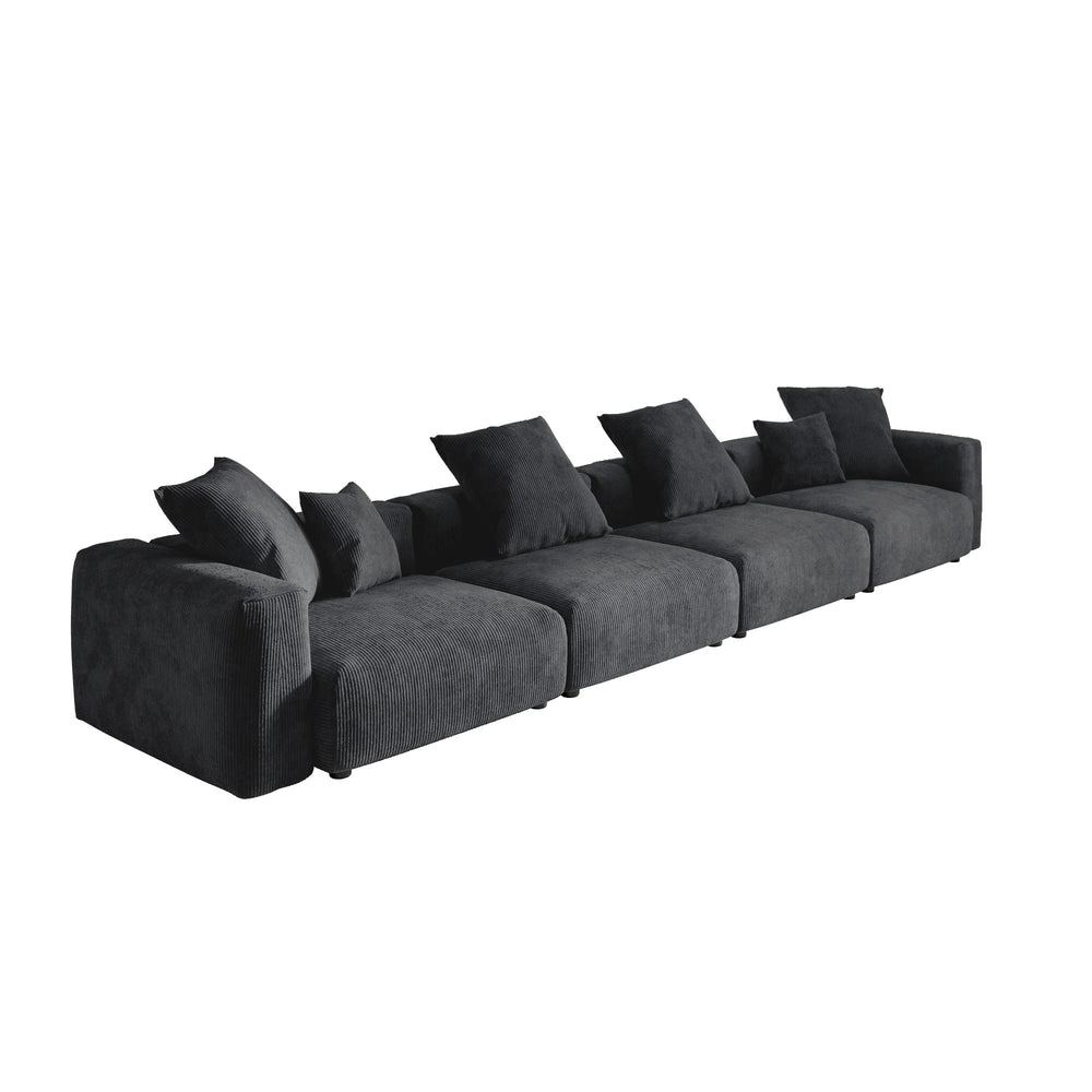 Matrix Modern Modular Sofas Covers | Black Corduroy Sofa Covers for 4-Seater