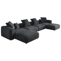 Matrix Modern Modular Sofas Covers | Black Corduroy Sofa Covers for 4-Seater With 2 Ottomans