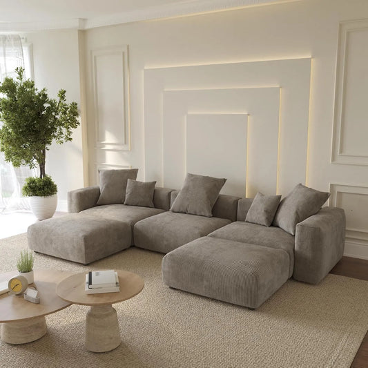 Matrix Modern Modular Sofas | Brown Corduroy Couch Sectionals 3-seaters