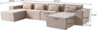 Matrix Classic Sectional Sofas | Brown Corduroy U shaped Sectionals 4-seaters With 2 Ottoman