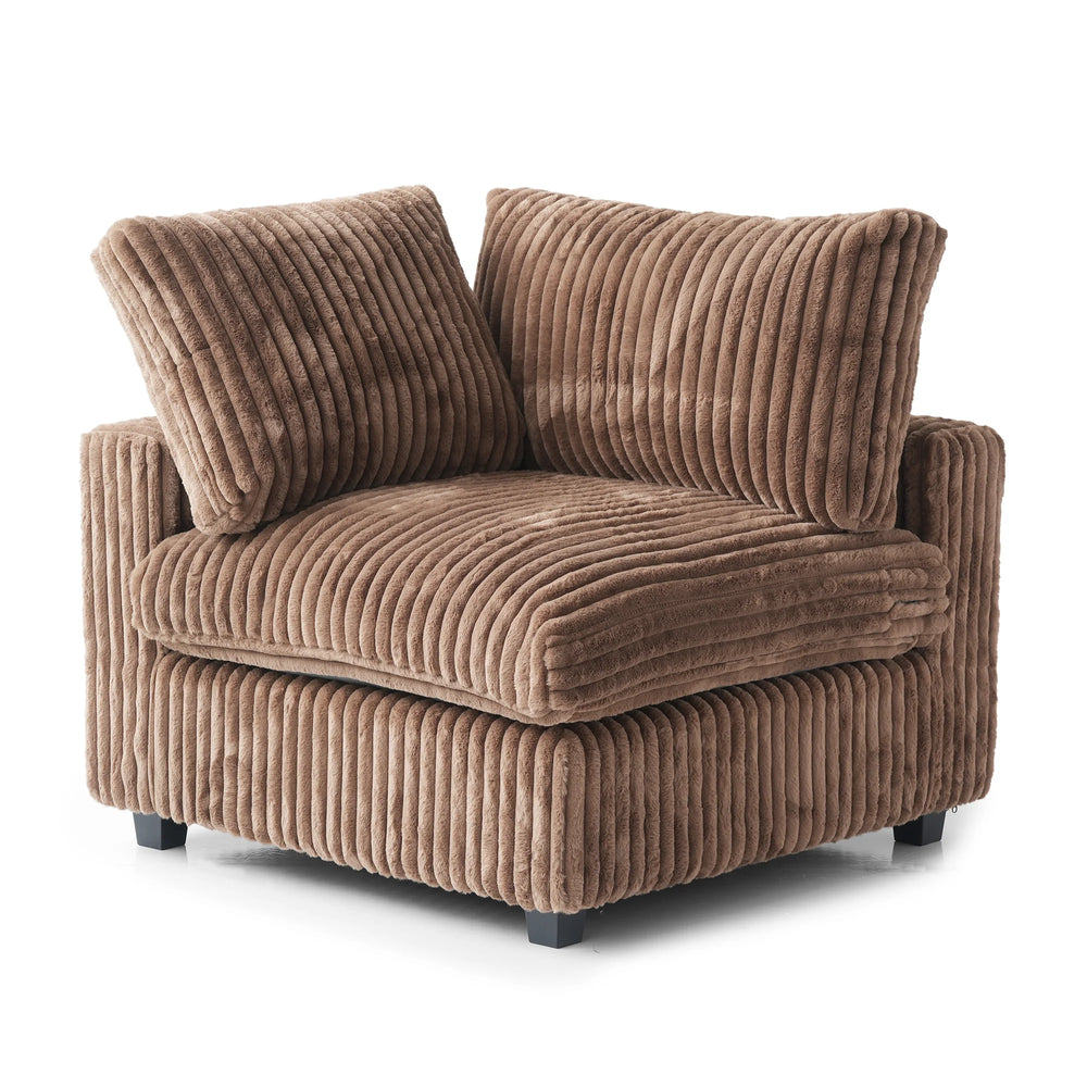 Deluxe Classic Cloud Sectional Sofas Covers | Brown Plush Fabric Sofa Cover for Side Seat