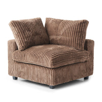 Deluxe Classic Cloud Sectional Sofas Covers | Brown Plush Fabric Sofa Cover for Side Seat