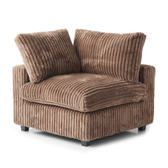 Deluxe Classic Cloud Sectional Sofas Covers | Brown Plush Fabric Sofa Cover for Side Seat