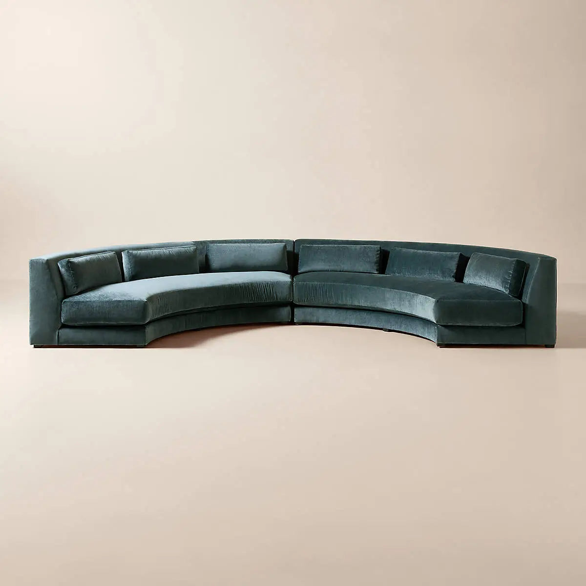 CB2 Sonora 2-Piece Curved Performance Velvet Sectional