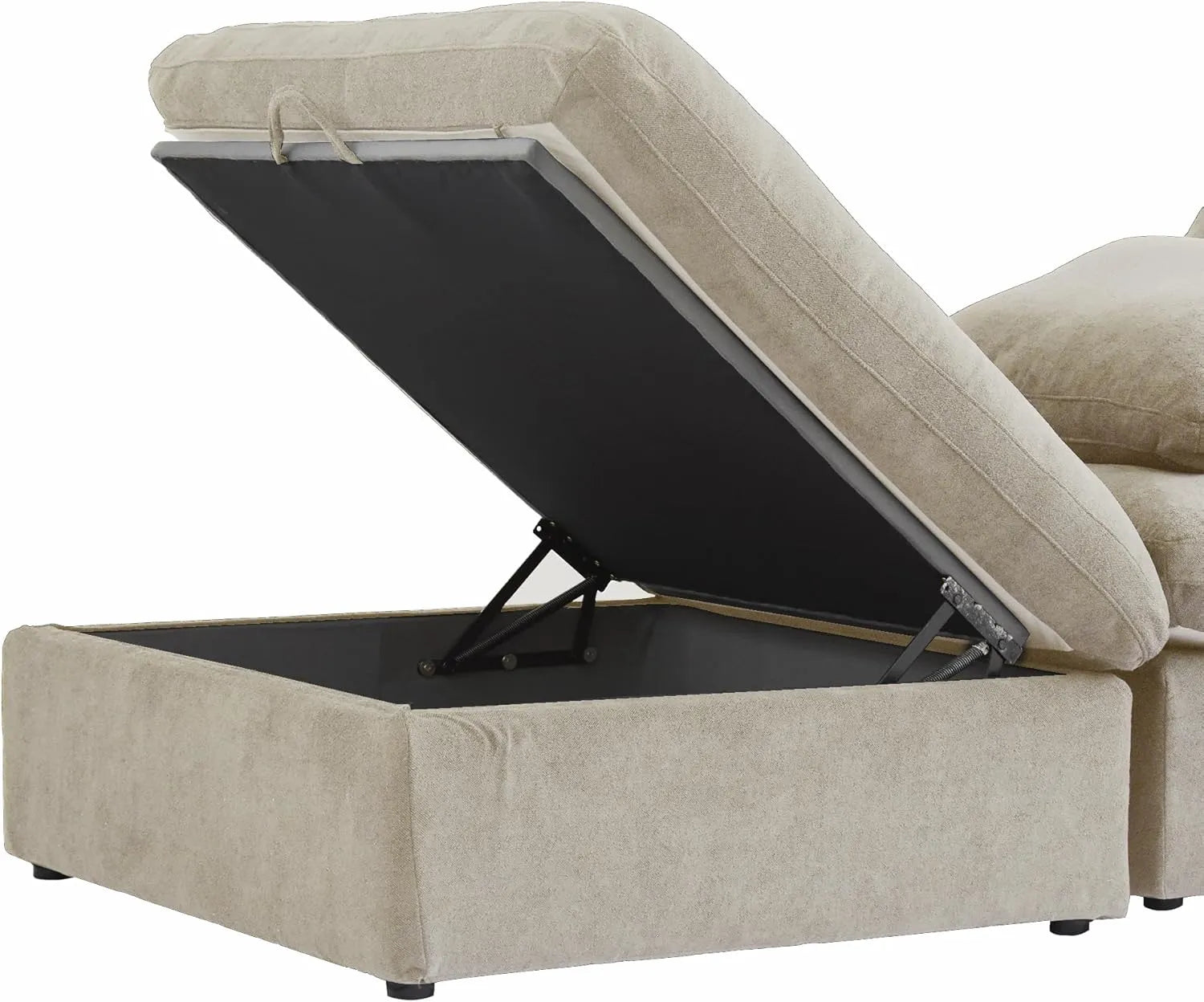 Deluxe Premium Cloud Sectional Sofas | Cotton and Linen Khaki U-shaped Sectionals 120" Removable & Washable Covers 3-seaters