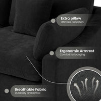 Deluxe Slope Cloud Sectional Sofas | Black Linen Couch Sectionals 3-seaters