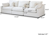 Deluxe Slope Cloud Sectional Sofas | White Linen Couch Sectionals 3-seaters