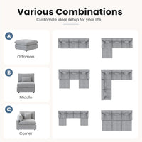 Deluxe Slope Cloud Sectional Sofas | Light Grey Linen Couch Sectionals 3-seaters