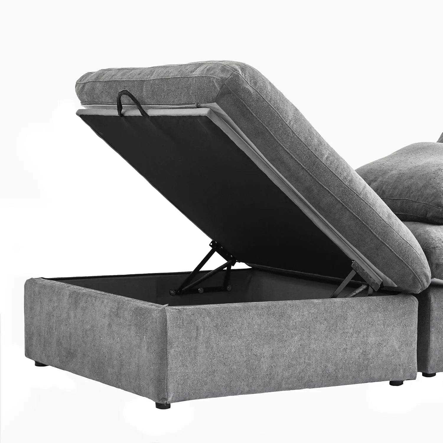 Deluxe Premium Cloud Sectional Sofas | Cotton and Linen Light Grey Chaise Sectionals 120" Flexible Armrest Pillows 2-seaters