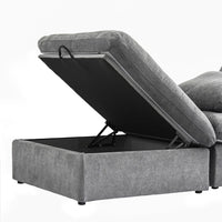 Deluxe Premium Cloud Sectional Sofas | Cotton and Linen Light Grey Chaise Sectionals 120" Flexible Armrest Pillows 2-seaters