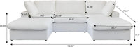 Deluxe Premium Cloud Sectional Sofas | 5-Piece Cotton and Linen White U-shaped Sectionals 120" Removable & Washable Covers 3-seaters