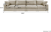 Deluxe Premium Cloud Sectional Sofas | 4-Piece Cotton and Linen Khaki Couch Sectionals 160" Storage Ottoman 4-seaters