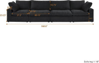 Deluxe Premium Cloud Sectional Sofas | Cotton and Linen Black Couch Sectionals 160" Storage Ottoman 4-seaters