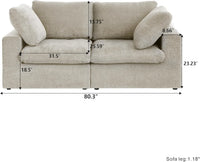 Deluxe Premium Cloud Sectional Sofas | 2-Piece Cotton and Linen Khaki Loveseats 80" Removable & Washable Covers 2-seaters