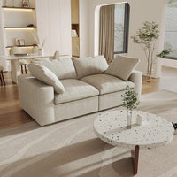 Deluxe Premium Cloud Sectional Sofas | 2-Piece Cotton and Linen Khaki Loveseats 80" Removable & Washable Covers 2-seaters