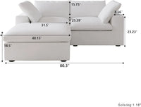 Deluxe Premium Cloud Sectional Sofas | Cotton and Linen White Chaise Sectionals 80" Removable & Washable Covers 2-seaters