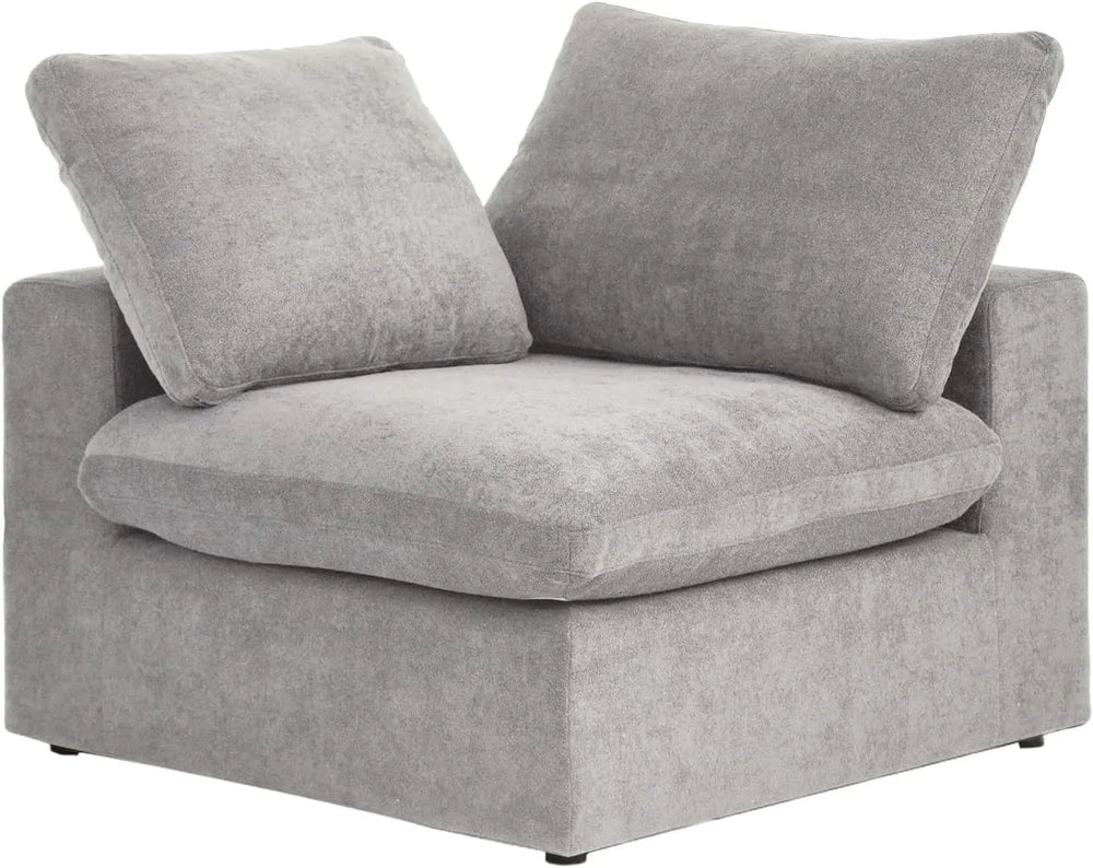 Deluxe Premium Cloud Sectional Sofas | Light Grey Cotton and Linen Armless Single Sofa 1-seater