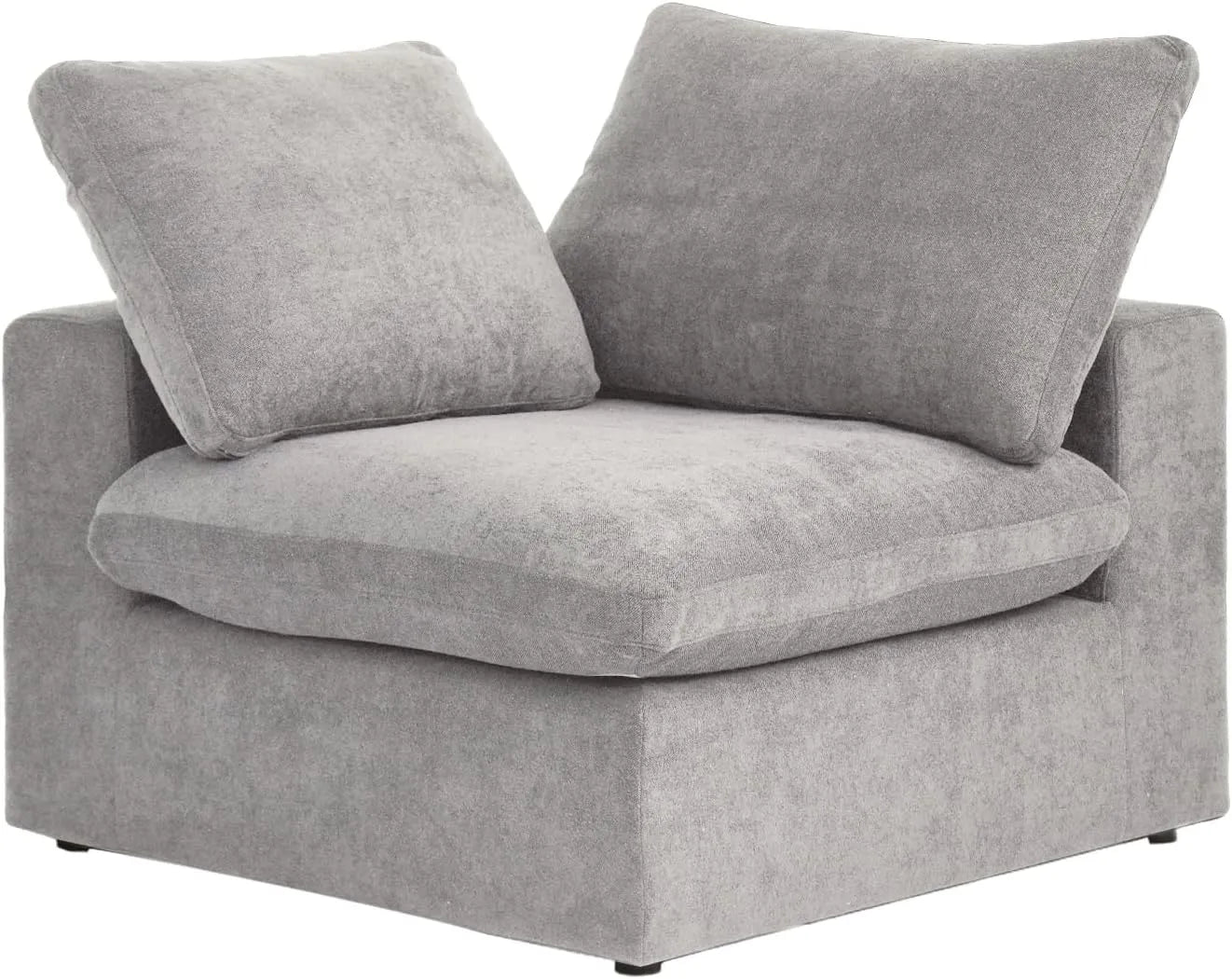 Deluxe Premium Cloud Sectional Sofas | Light Grey Cotton and Linen Armless Single Sofa 1-seater