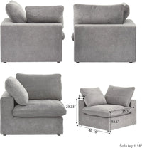 Deluxe Premium Cloud Sectional Sofas | Light Grey Cotton and Linen Armless Single Sofa 1-seater