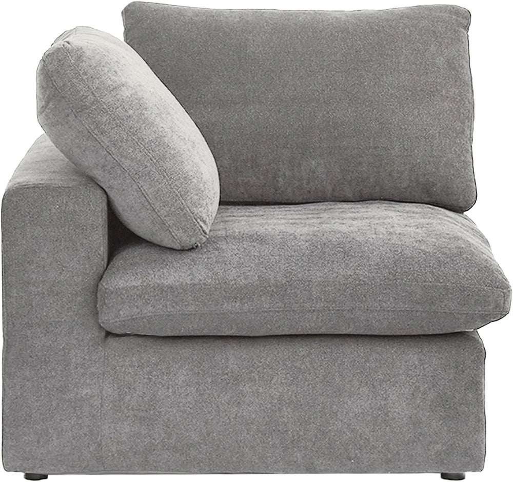 Deluxe Premium Cloud Sectional Sofas | Light Grey Cotton and Linen Armless Single Sofa 1-seater