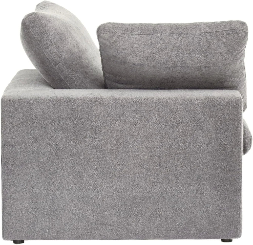 Deluxe Premium Cloud Sectional Sofas | Light Grey Cotton and Linen Armless Single Sofa 1-seater