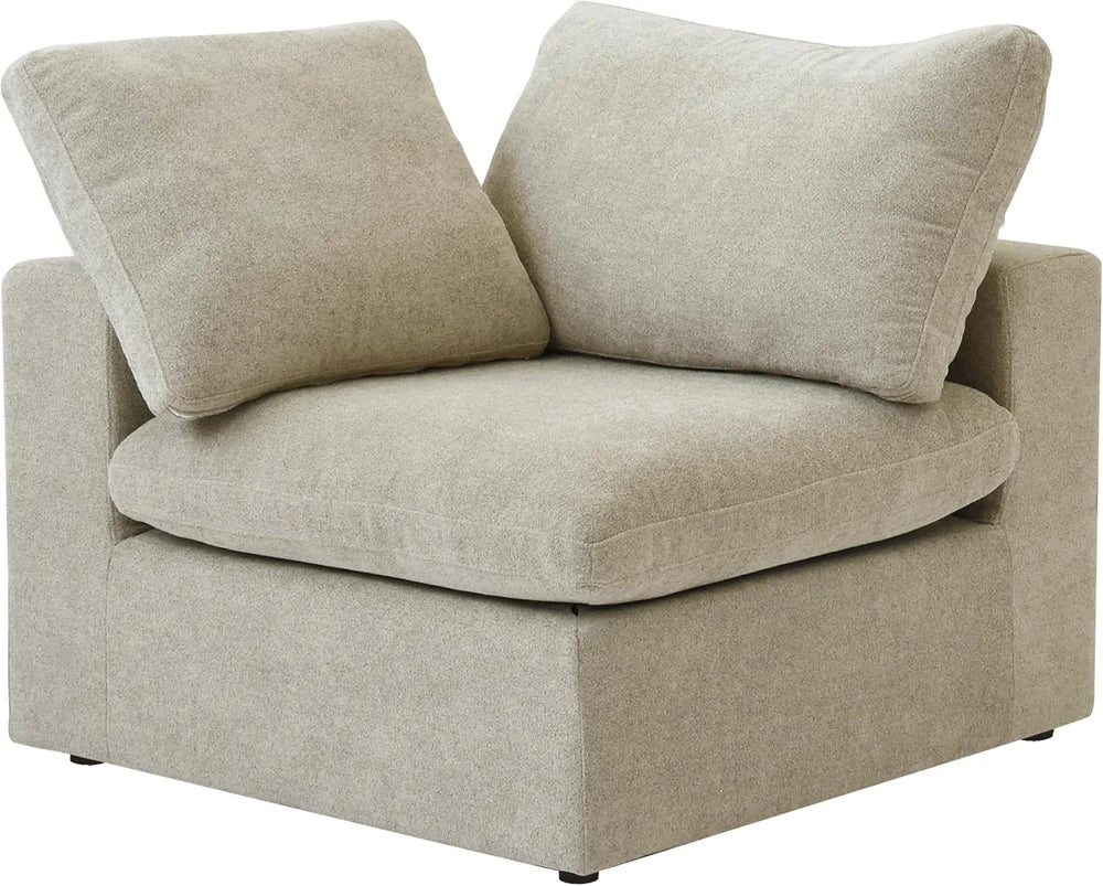 Deluxe Premium Cloud Sectional Sofas | Khaki Cotton and Linen Armless Single Sofa 1-seater