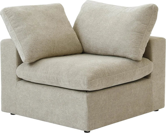 Deluxe Premium Cloud Sectional Sofas | Khaki Cotton and Linen Armless Single Sofa 1-seater