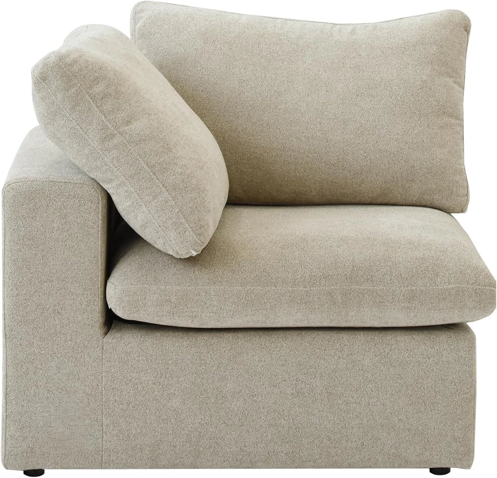 Deluxe Premium Cloud Sectional Sofas | Khaki Cotton and Linen Armless Single Sofa 1-seater