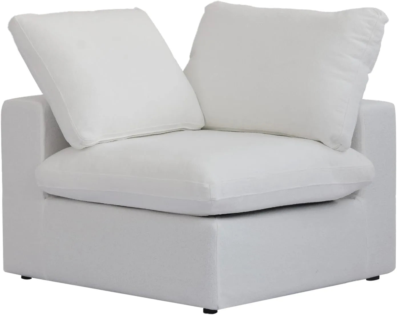 Deluxe Premium Cloud Sectional Sofas | White Cotton and Linen Armless Single Sofa 1-seater