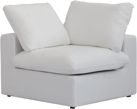 Deluxe Premium Cloud Sectional Sofas | White Cotton and Linen Armless Single Sofa 1-seater