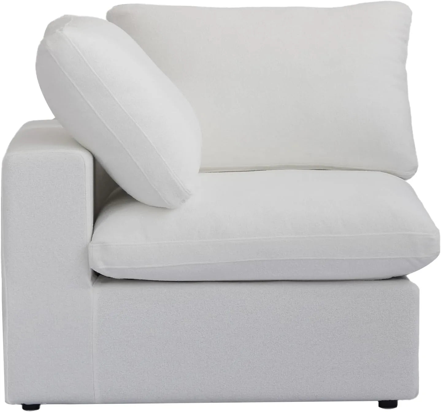 Deluxe Premium Cloud Sectional Sofas | White Cotton and Linen Armless Single Sofa 1-seater
