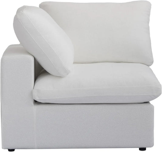 Deluxe Premium Cloud Sectional Sofas | White Cotton and Linen Armless Single Sofa 1-seater