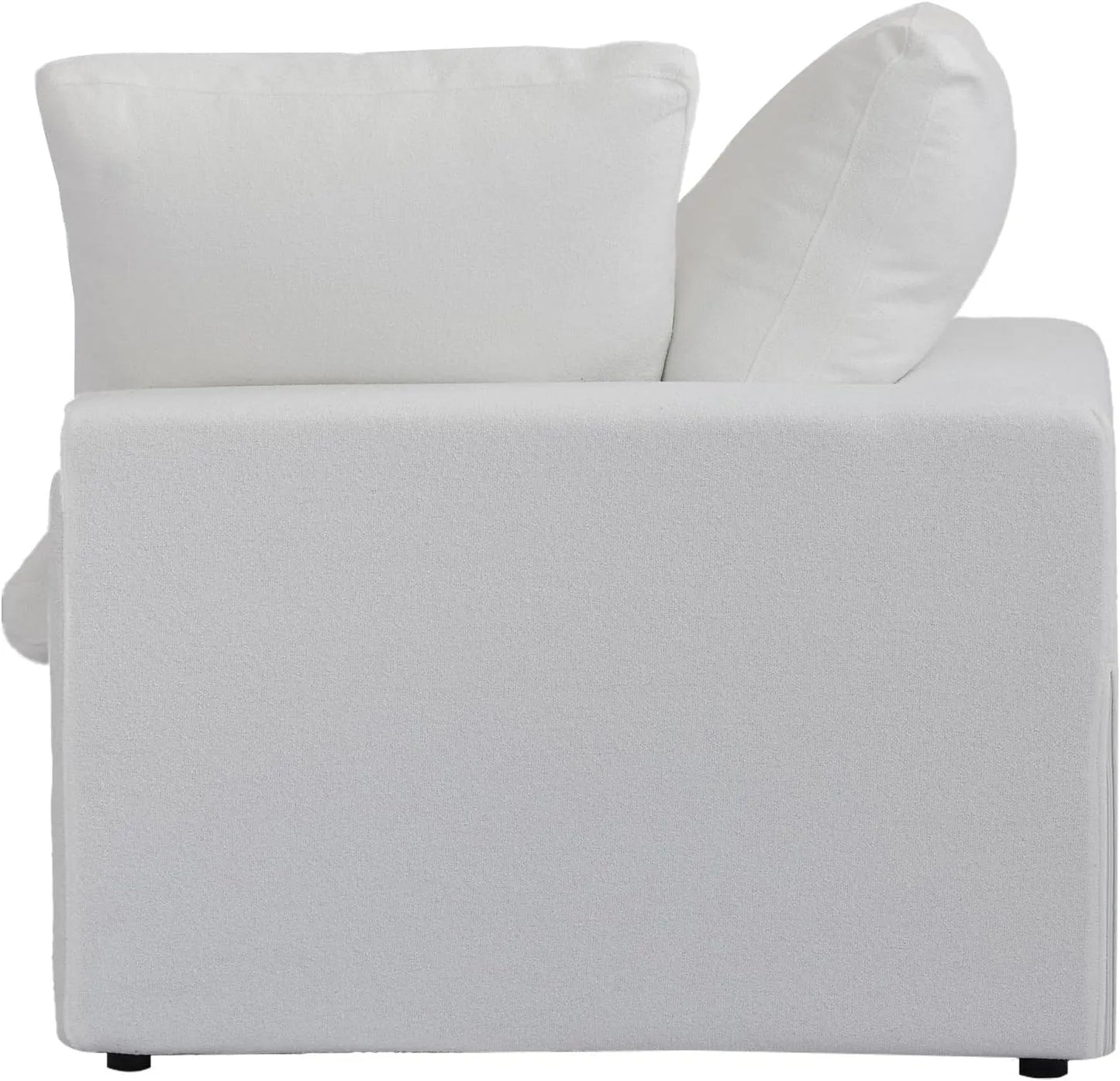 Deluxe Premium Cloud Sectional Sofas | White Cotton and Linen Armless Single Sofa 1-seater
