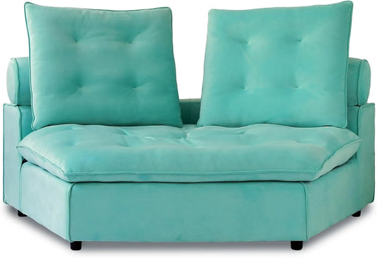 Deluxe Adjustable Cloud Sectional Sofas | Tiffany Blue Frosted Velvet Loveseats 2-seaters