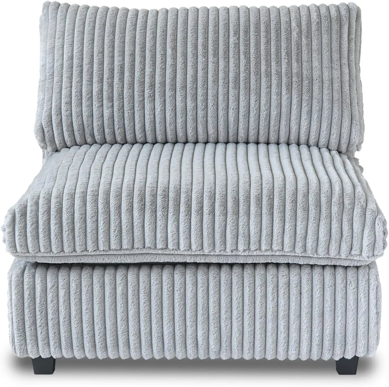 Deluxe Classic Cloud Sectional Sofas | Light GreyPlush Fabric Armless Single Sofa 1-seater