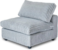 Deluxe Classic Cloud Sectional Sofas | Light GreyPlush Fabric Armless Single Sofa 1-seater