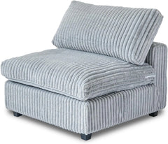 Deluxe Classic Cloud Sectional Sofas | Light GreyPlush Fabric Armless Single Sofa 1-seater