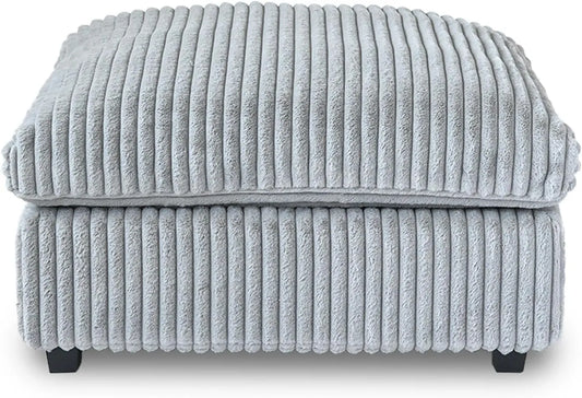 Deluxe Classic Cloud Sectional Sofas | Light Grey Plush Fabric Ottomans