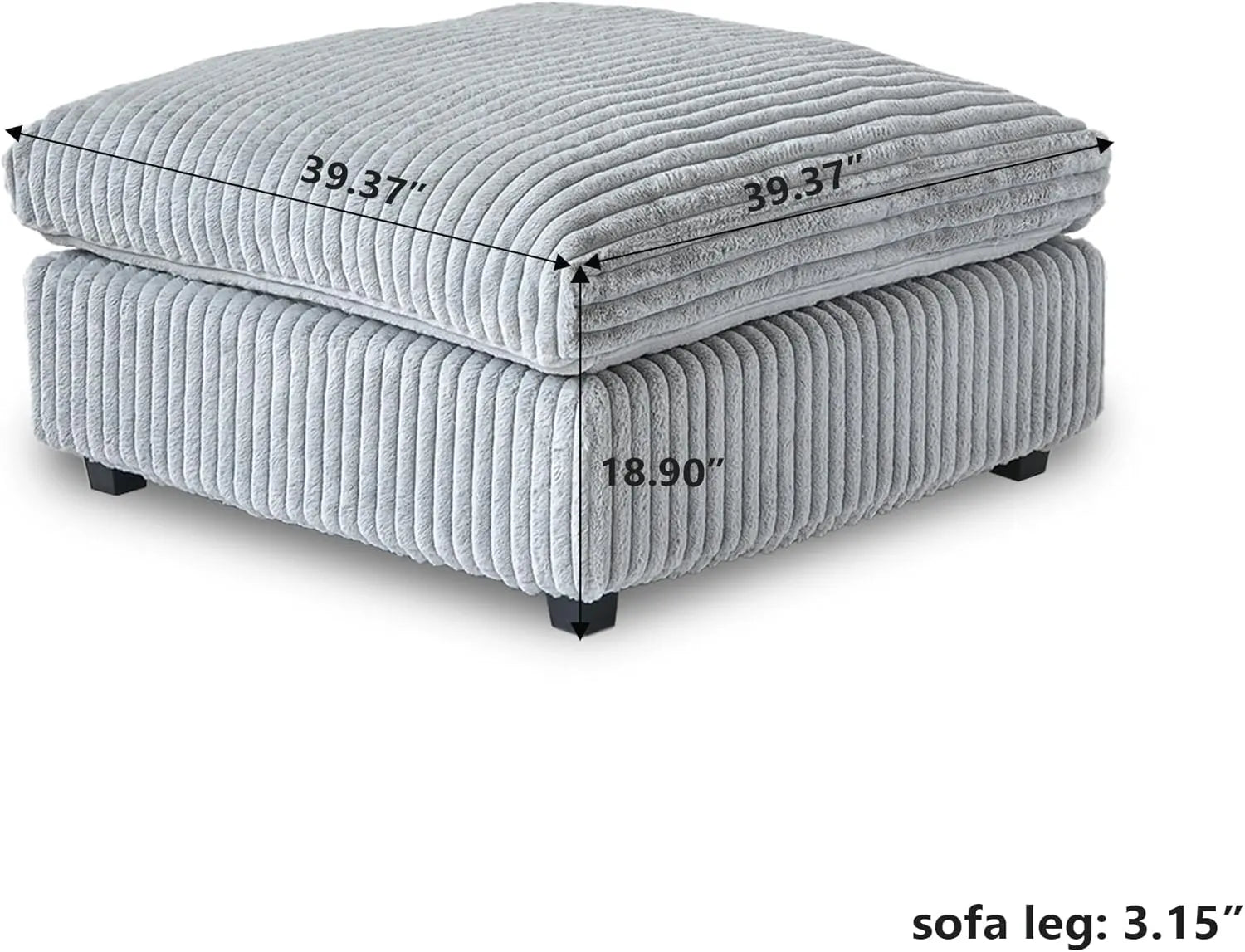 Otomana lavable Deluxe Cloud gris claro | 1 pieza, tejido afelpado, diseño modular