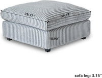 Deluxe Classic Cloud Sectional Sofas | Light Grey Plush Fabric Ottomans