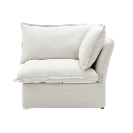 Deluxe Linen Cloud Sectional Sofas Covers | Cloud Sofa Cover Cotton and Linen White Left Seat