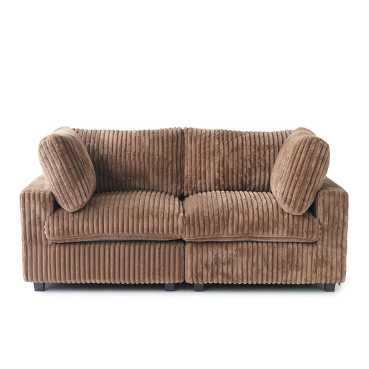 Deluxe Classic Cloud Sectional Sofas Covers | Cloud Plush Fabric 2-Seater Brown Covers