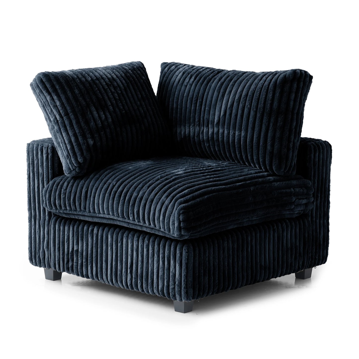 Deluxe Classic Cloud Sectional Sofas Covers | Cloud Sectional Sofa Covers in Black Plush Fabric
