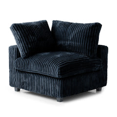 Deluxe Classic Cloud Sectional Sofas Covers | Cloud Sectional Sofa Covers in Black Plush Fabric