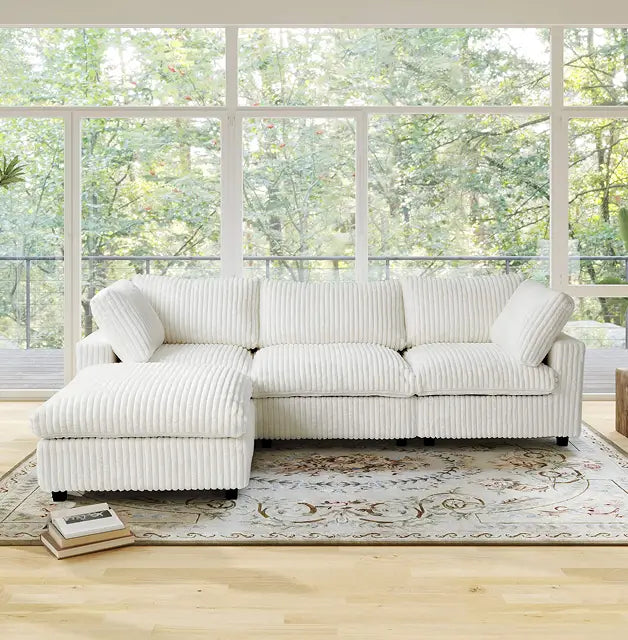 U-Shaped Cloud Couch Modular Sectional Sofa, Oversized 6-Seater Convertible Sofa with Ottoman